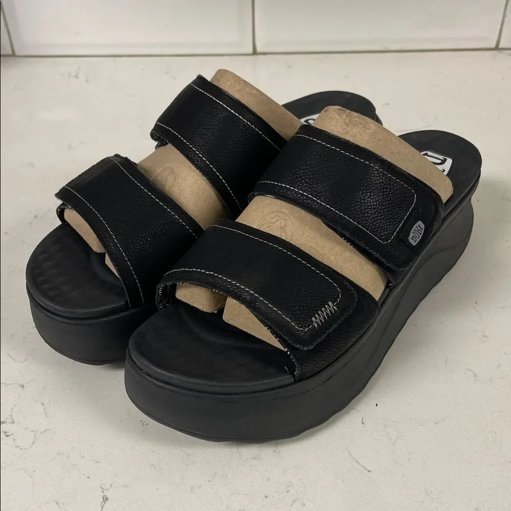 WOMEN'S HEYDUDE DELRAY SLIDE CLASSIC PLATFORM WEDGE SANDALS BLACK SIZE 11